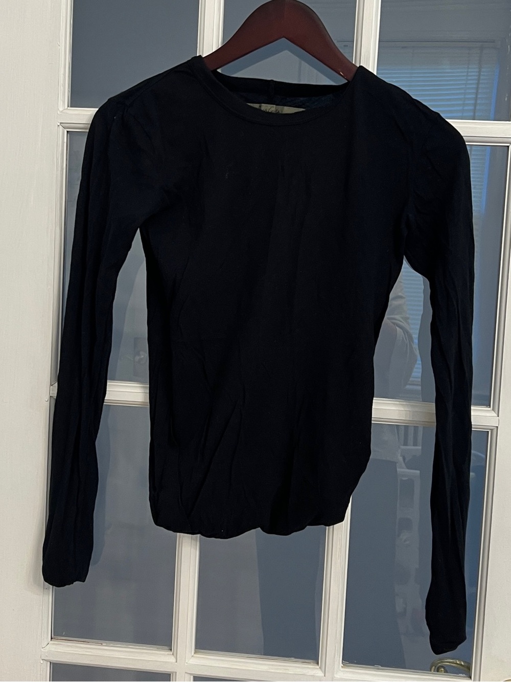 ENZA COSTA Women's Black Crewneck Long Sleeve Tee Size M